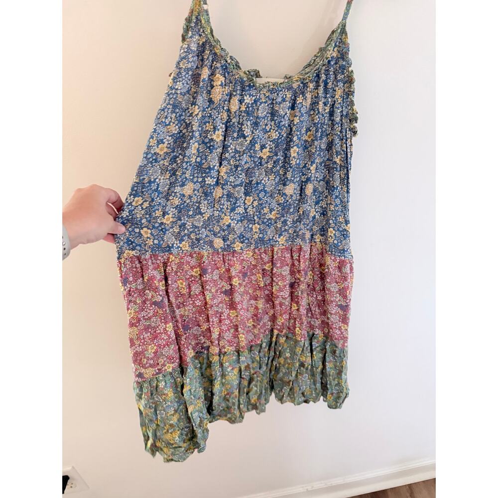 Natural Life Floral Patchwork Tiered Multicolor Floral Babydoll Dress - Size M - Picture 3 of 7